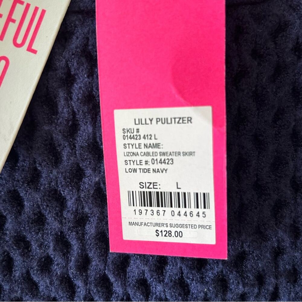 Lilly Pulitzer Lizona Cabled Sweater Skirt in Low Tide Navy Size Large - Picture 6 of 9